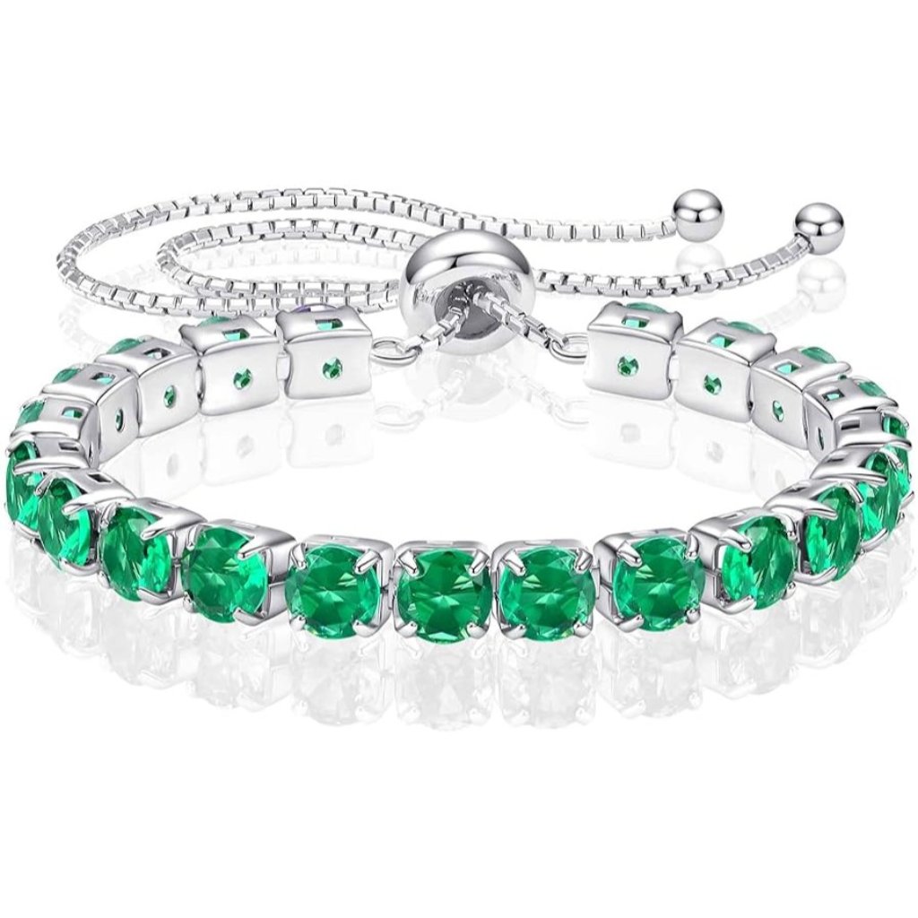 Birthstone Bracelet Sterling Silver Gold Plated - 05-Emerald